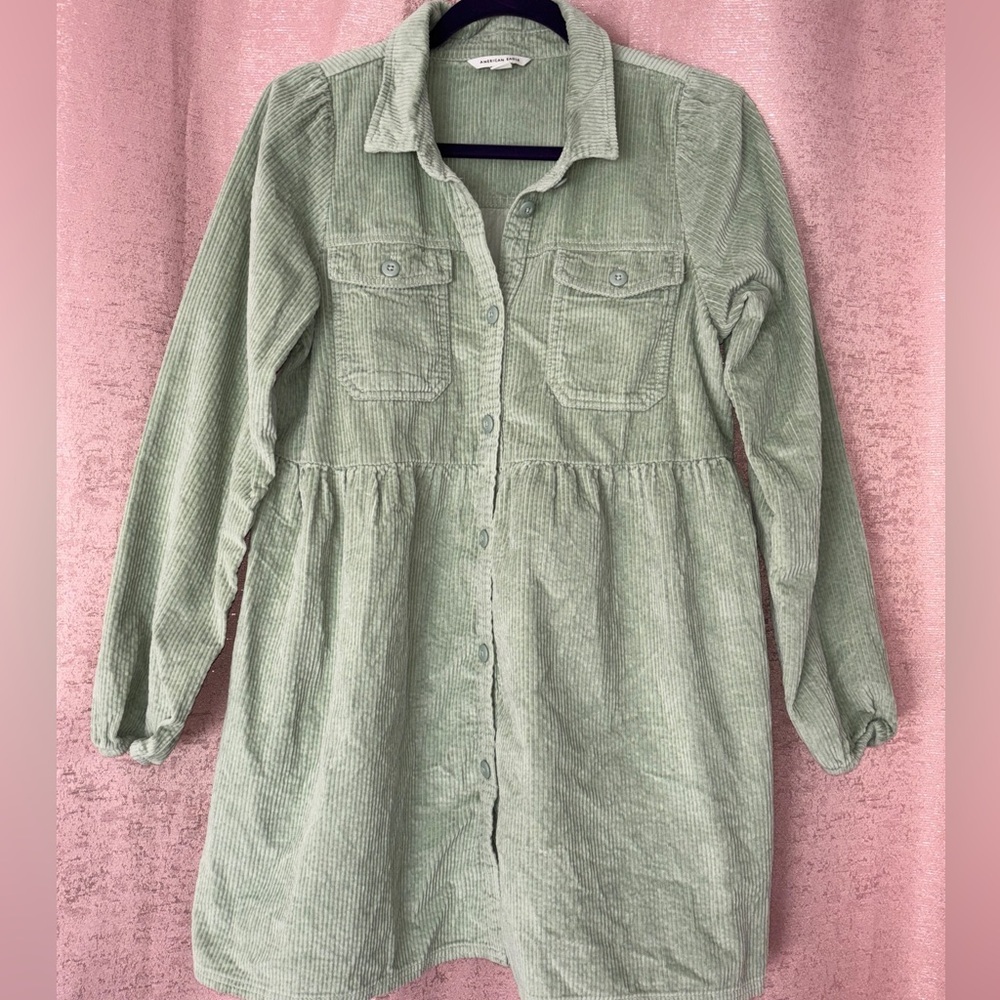 American Eagle Corduroy Babydoll Shirt Dress Size Small